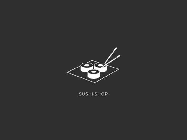 Sushi Shop Mit Japanischem Schwarzem Hintergrund — Stockvektor