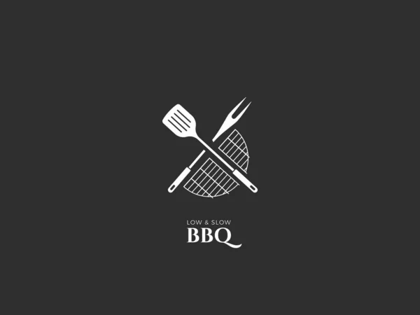 Barbecue Vector Schwarzer Hintergrund Icon — Stockvektor