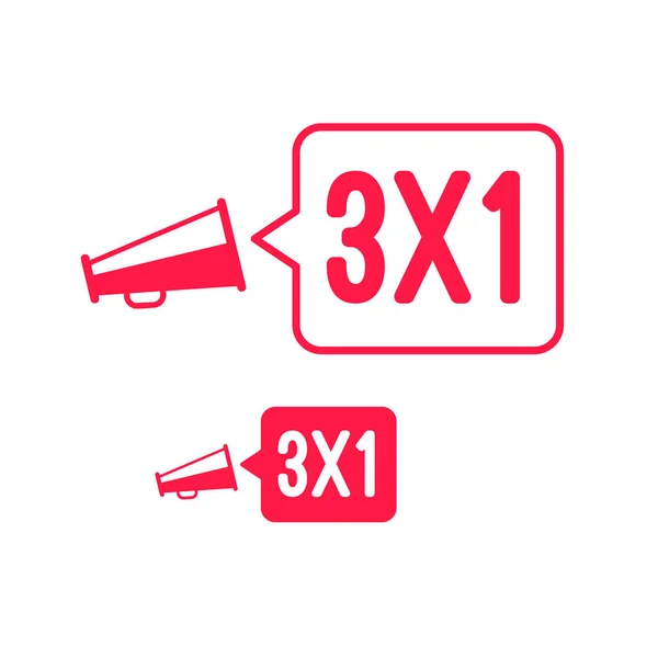 3X1 Offre Megaphone Publicité Étiquette — Image vectorielle