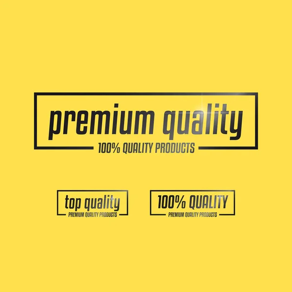 Premium Quality Top Quality 100 Quality Labels Yellow Background — Stock Vector