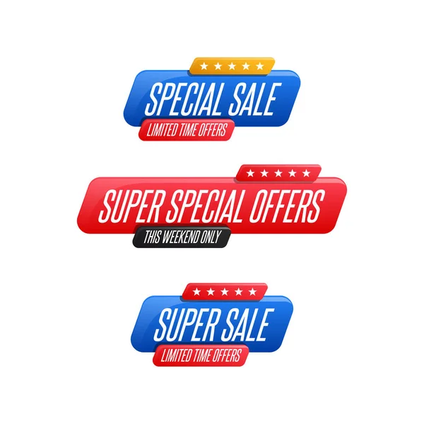 Offerte Speciali Offerte Speciali Etichette Super Vendita — Vettoriale Stock