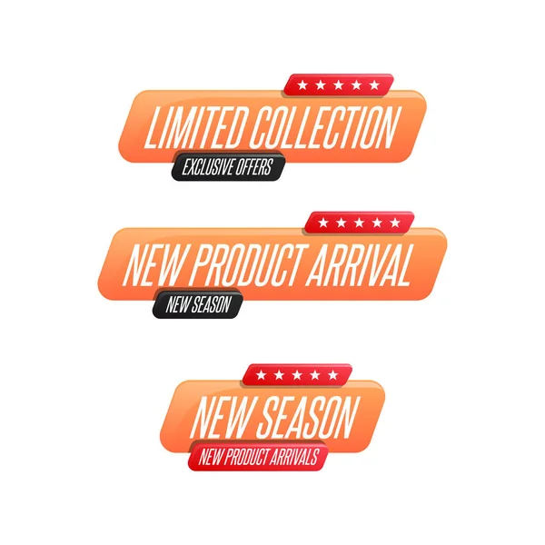 Collections Limitées Arrivée Nouveaux Produits Étiquettes Nouvelle Saison — Image vectorielle