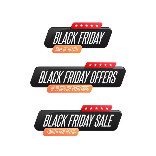 Black Friday Black Friday Offres Étiquettes Vente Black Friday — Image vectorielle