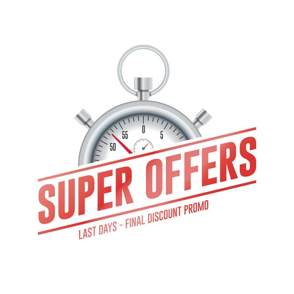 Super Ofertas Chrono Time Label — Vector de stock