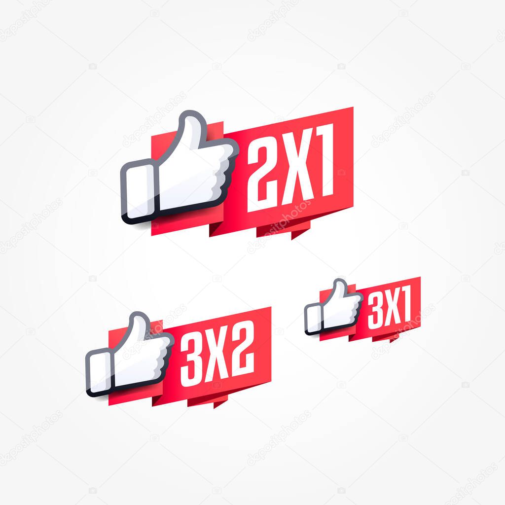 2x1, 3x2 & 3x1 Thumbs Up Shopping Label