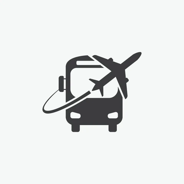 Airport Bus Shuttle Flat Vector Icon — Stock Vector