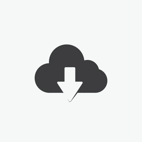 Cloud Download Platte Vectoricoon — Stockvector