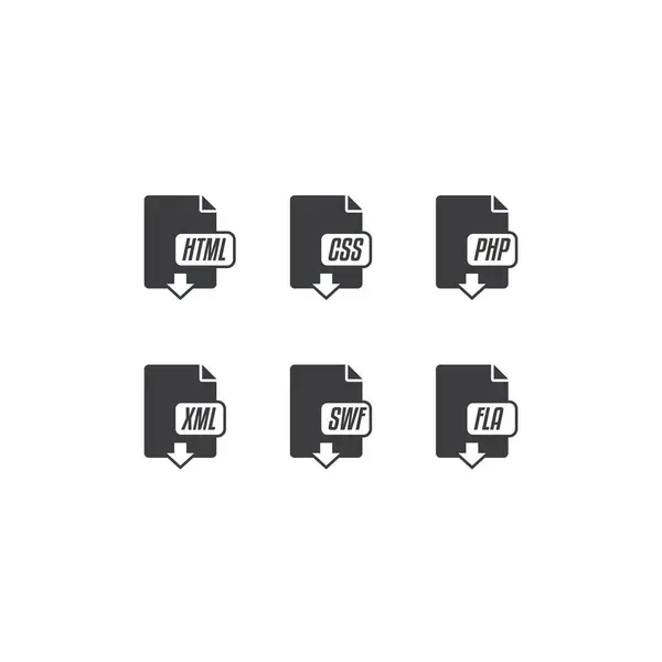 Web Design Programming File Format Icon Set — 스톡 벡터