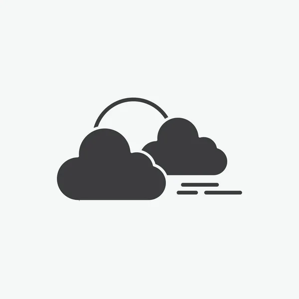 Sunset Cloudy Flat Vector Icon — Stock Vector