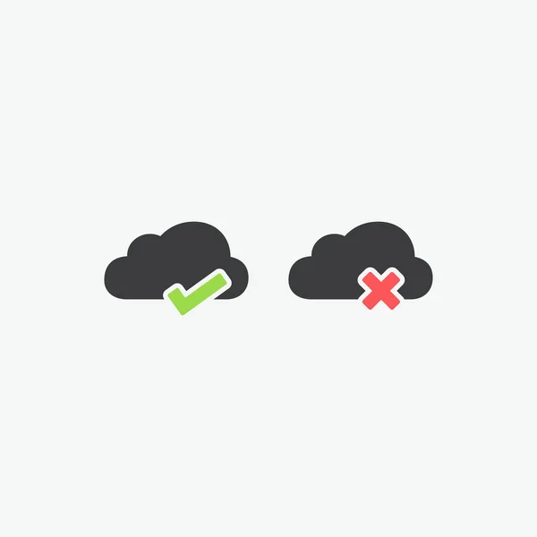 Cloud Check Marks Flat Vector Icons — Stock Vector