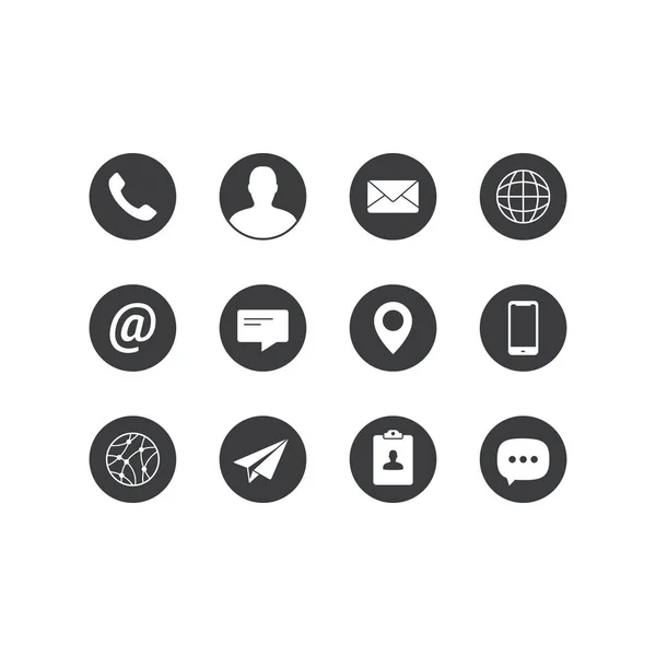 Contacto Medios Conjunto Iconos Vectores Planos — Vector de stock