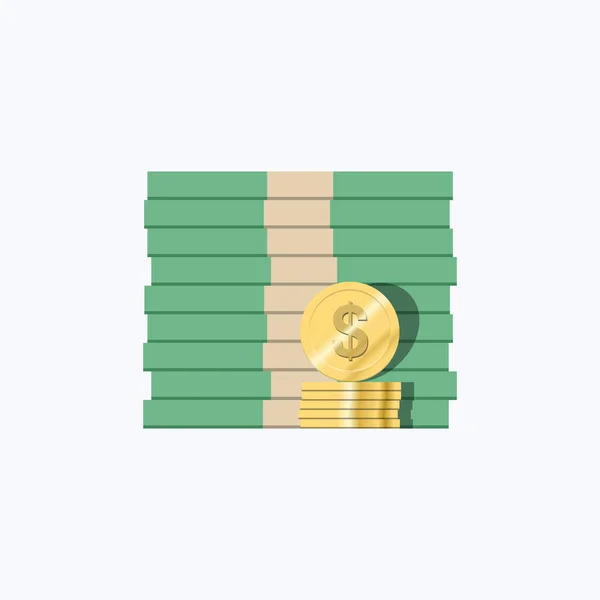 Money Bills Coins Color Vector Icon — Stock Vector