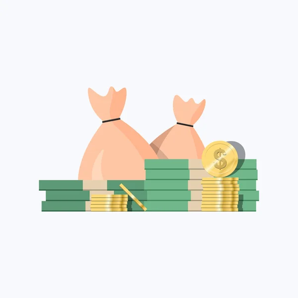 Money Bills Coins Color Vector Icon — Stock Vector