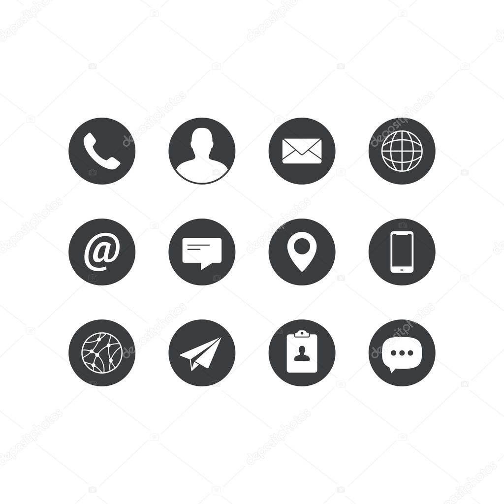 Contact Media Flat Vector Icon Set