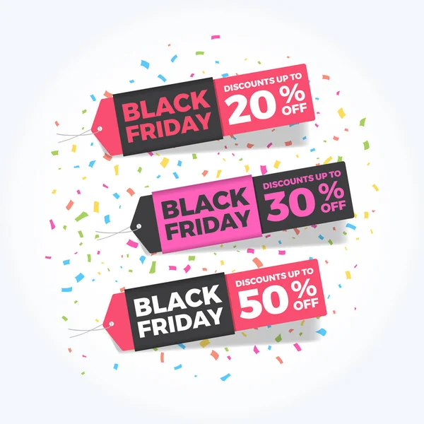 Black Friday Remises Shopping Tags — Image vectorielle