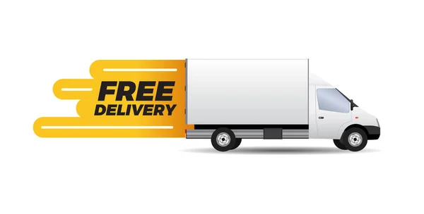 Consegna Gratuita Shopping Truck Van Illustrazione Pubblicità — Vettoriale Stock