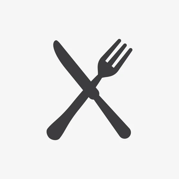 Tenedor Cuchillo Plano Vector Icono — Vector de stock