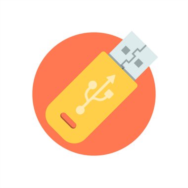  USB Çubuk Kalem Sürücüsü Simgesi Yuvarlak Arkaplan