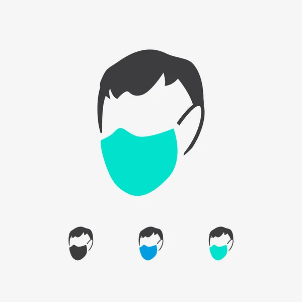 Medizinische Chirurgische Gesichtsmaske Flat Vector Icon Set — Stockvektor