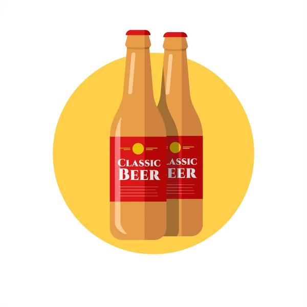 Ikona Butelki Piwa Okrągłe Tło — Wektor stockowy