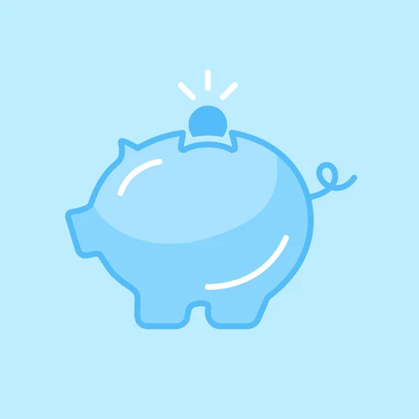 Piggy Bank Blue Vector Ícone Fundo —  Vetores de Stock