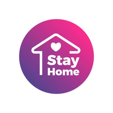Stay Home Round Flat Design Icon 