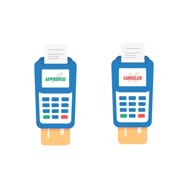 Terminal Paiement Par Carte Ensemble Icônes Plat Approuvé Annulé Par — Image vectorielle