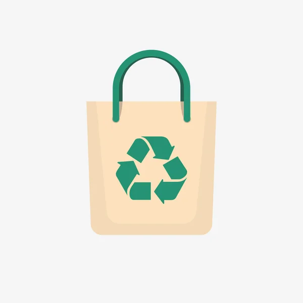 Eco Recycled Bag Flat Color Design Icon — Stock Vector