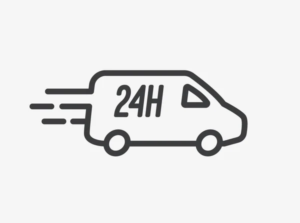 24H Dodání Van Flat Design Icon — Stockový vektor