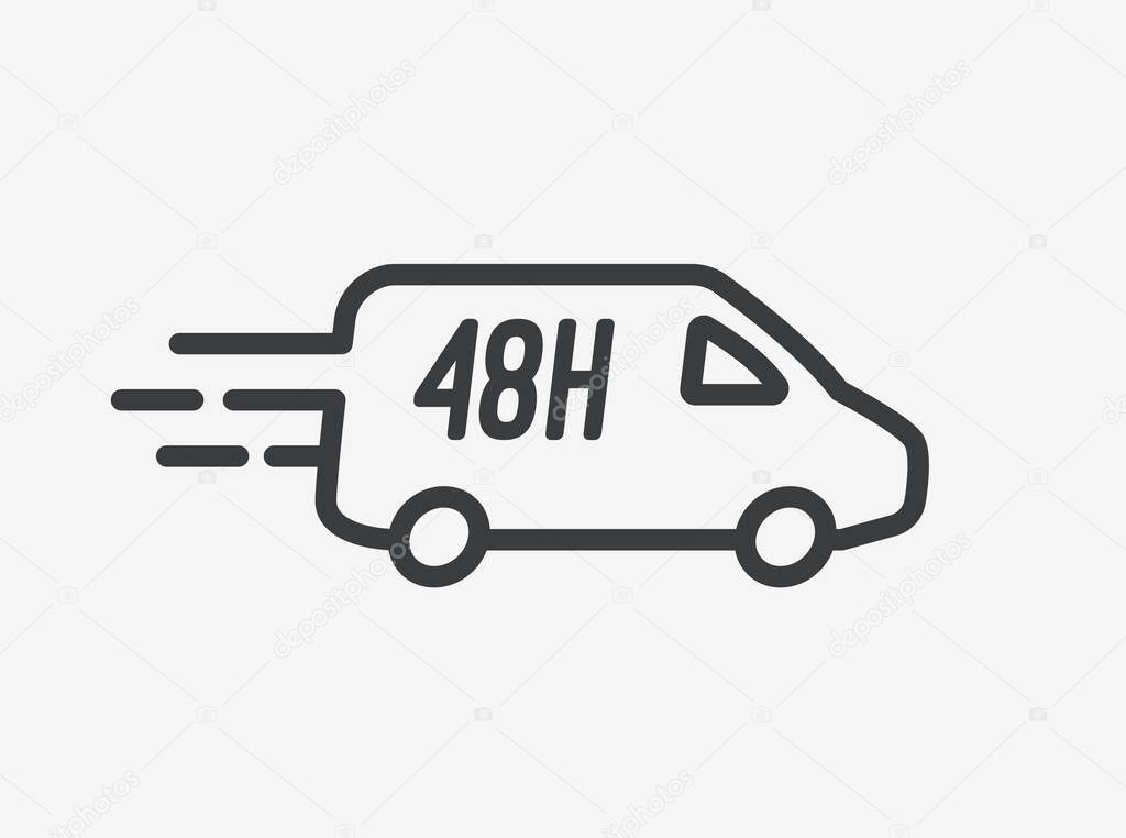  48h Delivery Van Flat Design Icon