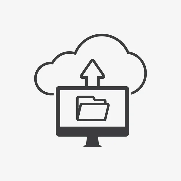 Cloud Ladda Upp Filer Computer Flat Vector Ikon — Stock vektor