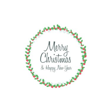 Mutlu Noeller ve Mutlu Yeni Yıl Çelengi Düz Tasarım