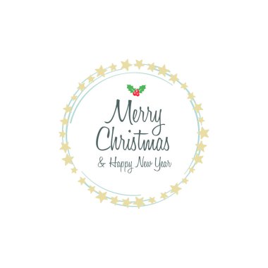 Mutlu Noeller ve Mutlu Yeni Yıl Çelengi Düz Tasarım