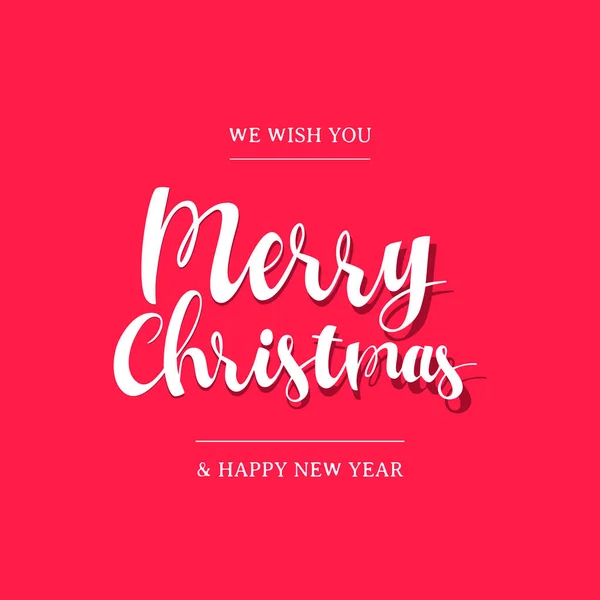 Wish You Merry Christmas Happy New Year Lettering — Stock Vector