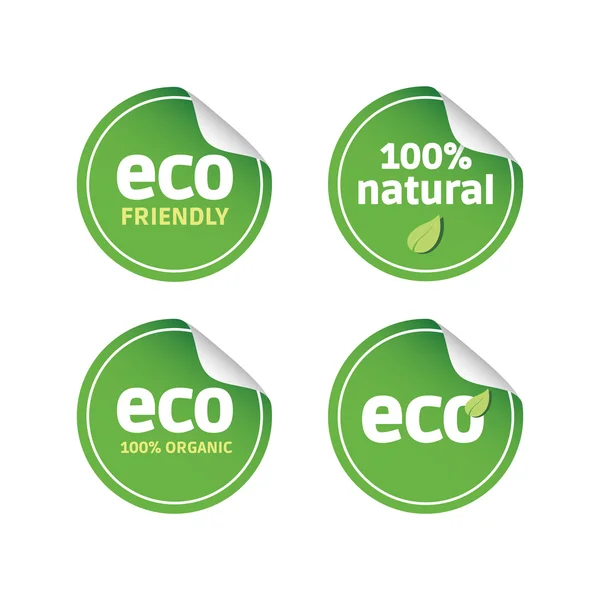 Eco Round Stickers — Stock Vector