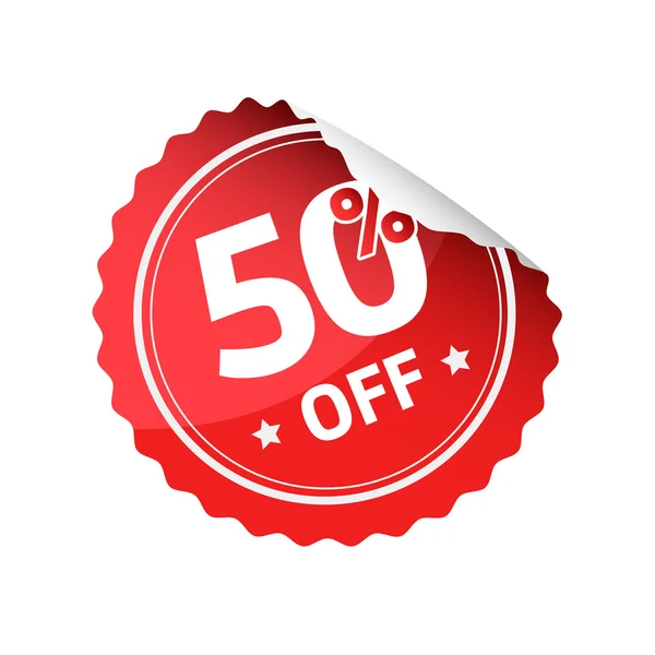 50 Off etiqueta engomada roja — Vector de stock