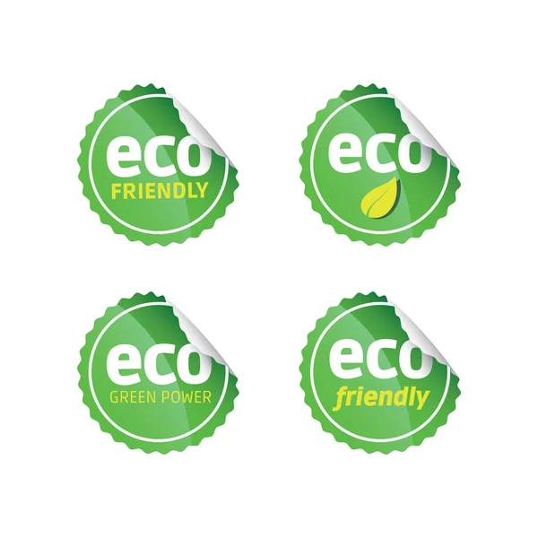 Eco Green Stickers Set — Stock Vector