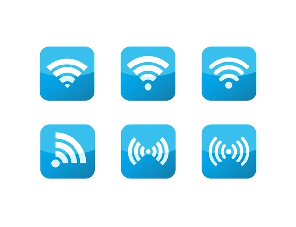 Иконы WiFi голубой стекло — стоковый вектор
