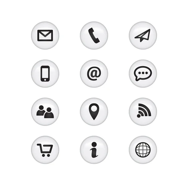 Contacto Iconos de vidrio — Vector de stock