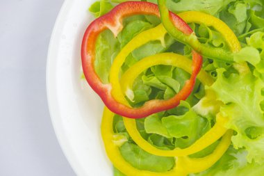 Çeşitli renkli biber, yeşil meşe marul