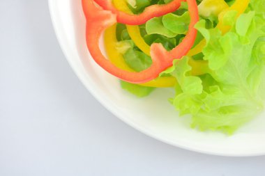 Çeşitli renkli biber, yeşil meşe marul