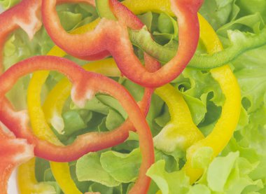 Çeşitli renkli biber, yeşil meşe marul