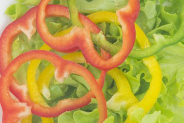 Çeşitli renkli biber, yeşil meşe marul