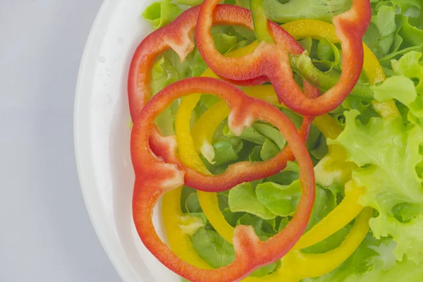 Çeşitli renkli biber, yeşil meşe marul