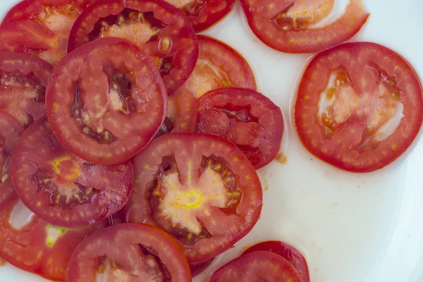 Tomatoes slice pattern background — Stock Photo, Image