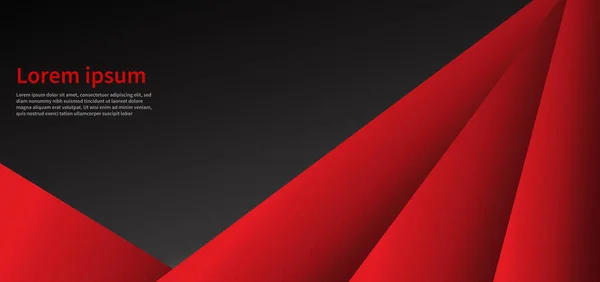 Abstrakte Rote Linie Geometrisch Auf Überlappender Schwarzer Textur Und Banner — Stockvektor