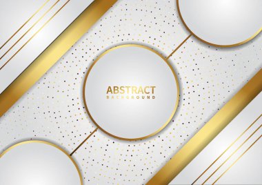 Çember altın renkli noktalı soyut beyaz arkaplan. Lüks bir şekilde. Vektör illüstrasyonu