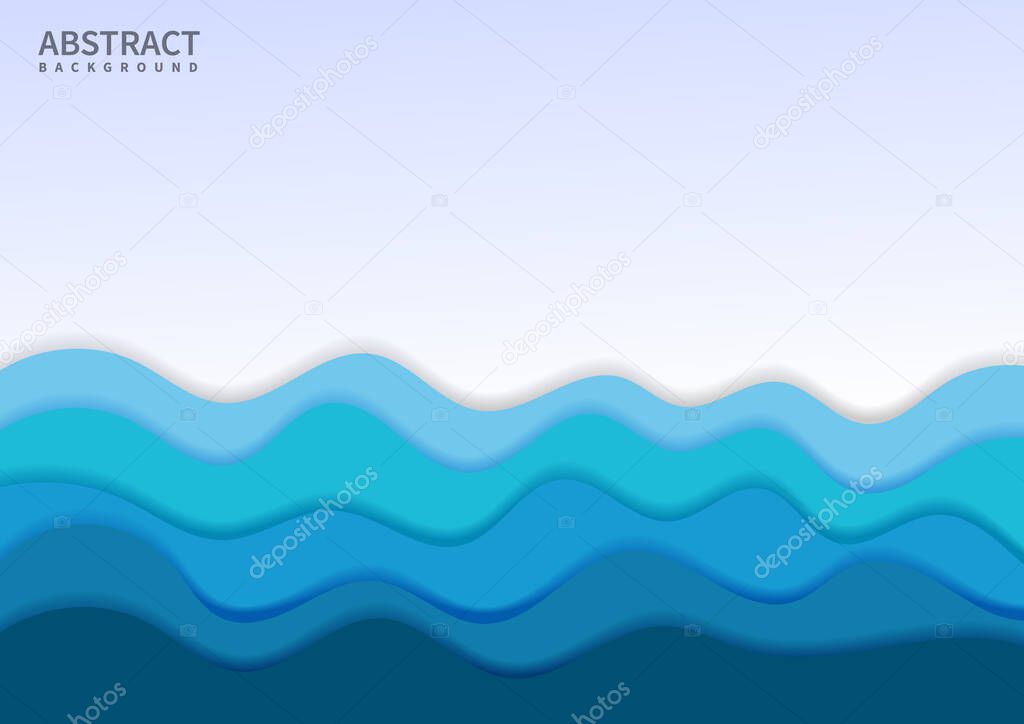Abstract blue wave sea background. Vector illustration