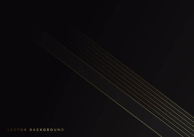 Soyut çizgiler, altın çizgiler, siyah arka planda çapraz çakışma. Lüks bir şekilde. Vektör illüstrasyonu