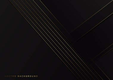 Soyut çizgiler, altın çizgiler, siyah arka planda çapraz çakışma. Lüks bir şekilde. Vektör illüstrasyonu